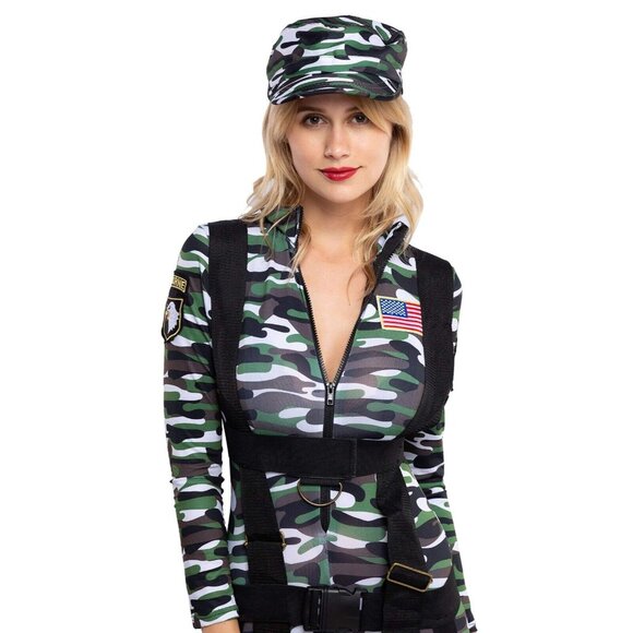 Spooktacular Creations Womens Paratrooper Costume Army Jumpsuit Halloween MEDIUM - Picture 4 of 4